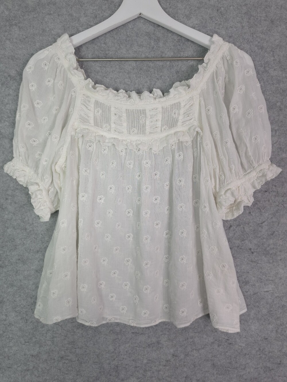 Doen Frances Embroidered Square Neckline Top